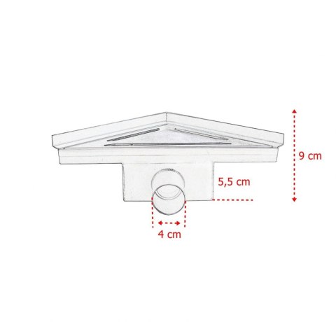 Odpływ trójkątny Ściek wodny 25x25x36