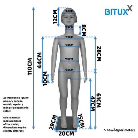 Manekin Sklepowy na Wystawę Ekspozycję Dziecięcy Dziewczynka 110cm