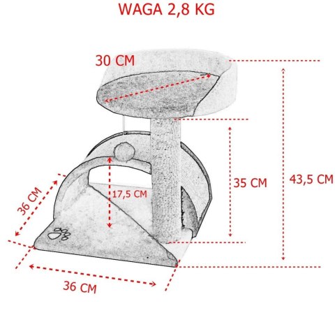 Drapak dla kota mały Legowisko+Budka biało-brązowy