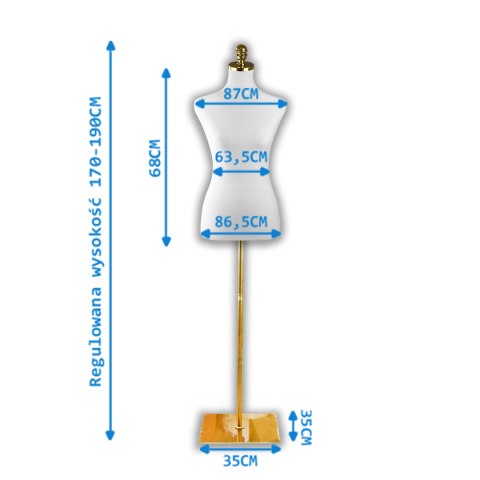 KOBIECY MANEKIN EKSPOZYCYJNY BIAŁY WYSTAWOWY NOGA