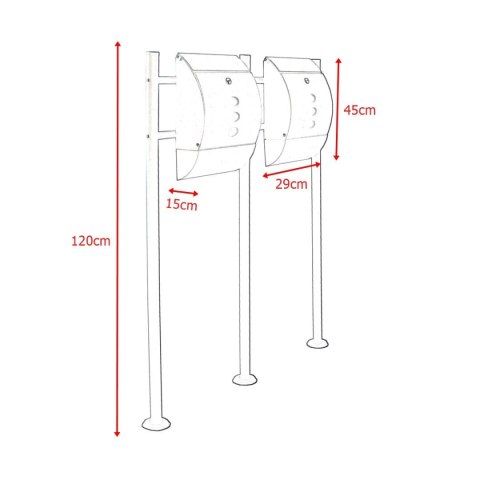 Skrzynka na Stojaku Podwójna Sąsiedzka Grafitowa Pocztowa na Listy Gazety