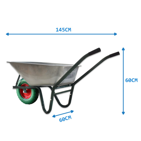 Taczka ogrodowa z zielonym kołem PU do 250kg 100l