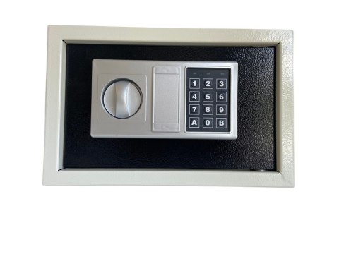 Biało-czarny kompaktowy sejf biurowy na kod i klucz