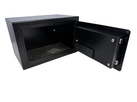 Czarny kompaktowy sejf biurowy na kod i klucz