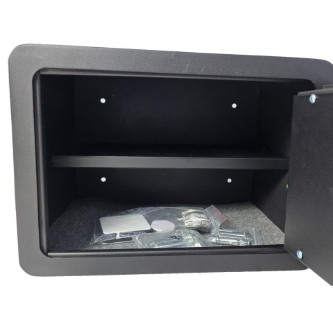 Czarny sejf biurowy domowy na kod i klucz elektroniczny odcisk palca