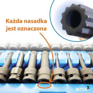Nasadki do klucza udarowego Torx + Spline + Sześciokąt 1/2 26el.