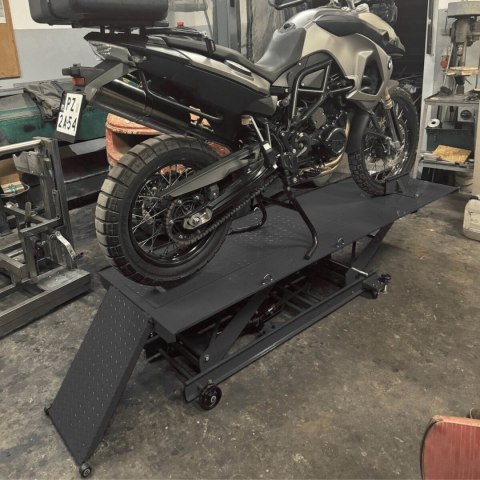 Podnośnik nożycowy hydrauliczny platforma serwisowa do motocykli 460kg czarny