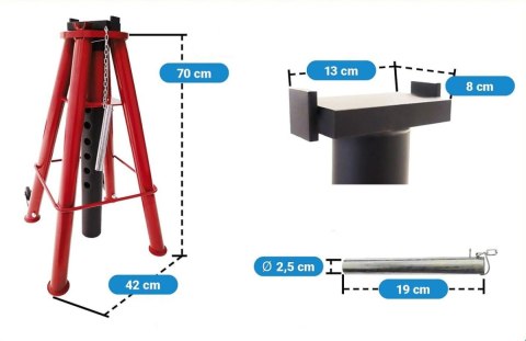 Podpora Kobyłka Podstawka Warsztatowa do 12T 74-122cm Czerwona