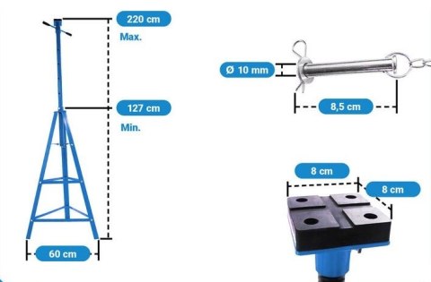 Podpora kobyłka osiowa 2T niebieska