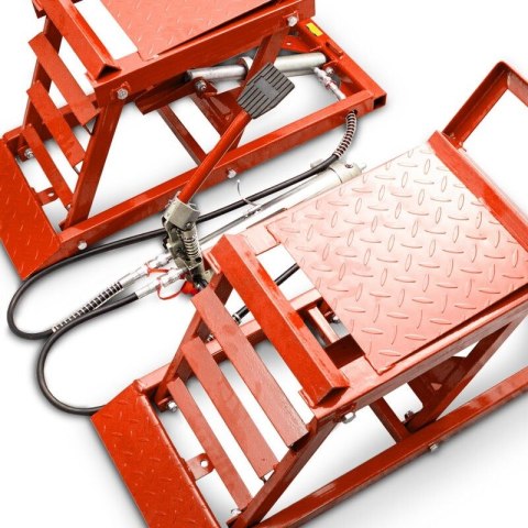 Rampy z podnośnikiem hydraulicznym najazdy samochodowe 2720kg czerwone