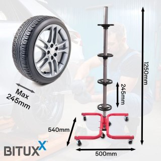 Stalowy stojak na 4 koła opony do 150kg 245mm Czerwony