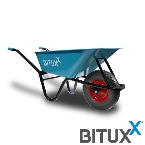 Taczka ogrodowa niebieska z czarnym kołem PU do 250kg 100l