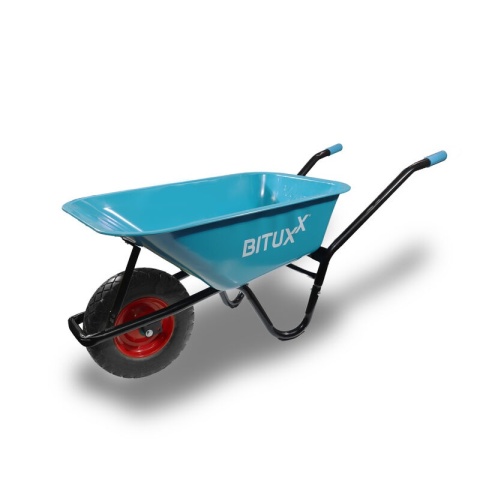 Taczka ogrodowa niebieska z czarnym kołem PU do 250kg 100l