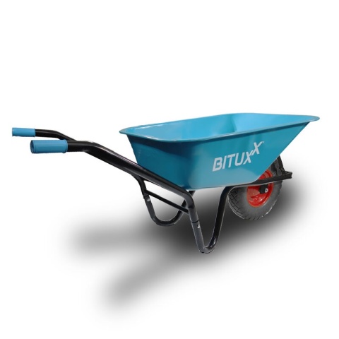 Taczka ogrodowa niebieska z czarnym kołem PU do 250kg 100l