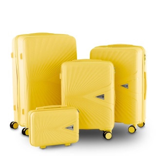 Zestaw 4 walizek BERWIN ABS XL+L+M+Kuferek żółte 4 kółka 360stopni