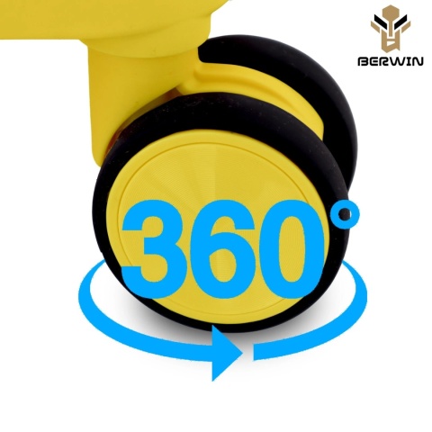 Zestaw 4 walizek BERWIN ABS XL+L+M+Kuferek żółte 4 kółka 360stopni