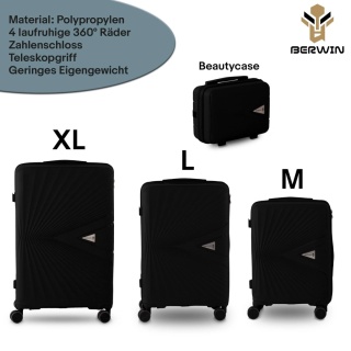 Zestaw Walizek 4w1 BERWIN ABS CZARNE – XL L M + Kuferek