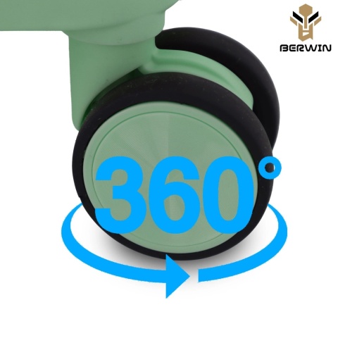 Zestaw walizek miętowe podróżne na 4 kółkach 4 sztuki Berwin ABS z kuferkiem