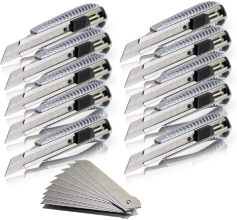 100szt. Nożyk Do Tapet 18mm Aluminiowy Łamane Ostrze