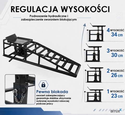 2x Rampa najazdowa podnośnik hydrauliczny najazdy 2T BITUXX czarne