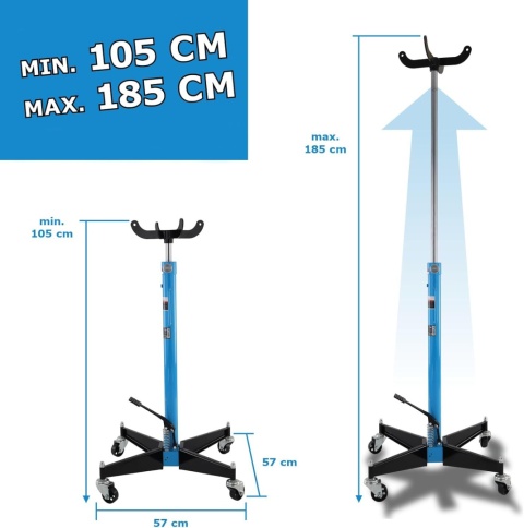 Hydrauliczny podnośnik do skrzyń biegów mobilny do 500kg niebieski