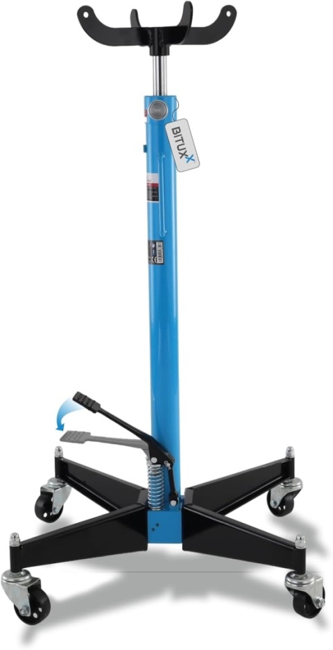 Hydrauliczny podnośnik do skrzyń biegów mobilny do 500kg niebieski