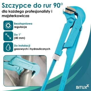 Klucz nastawny szwedzki do rur 1" 90° żaba