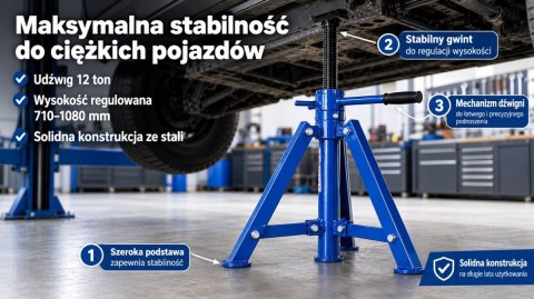 Kobyłka podpora stalowa regulowana 71-108cm 12T 12000kg