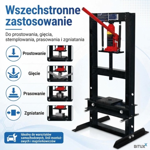 Kompaktowa Prasa Hydrauliczna Warsztatowa 6T BITUXX – Prasa Ramowa do Wyciskania Łożysk i Tulei 6000 kg