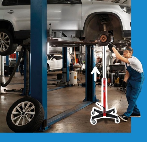 Hydrauliczny podnośnik do skrzyń biegów mobilny do 500kg czerwony