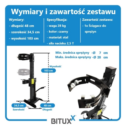 Ściągacz do Sprężyn Hydrauliczny 2.5T BITUXX