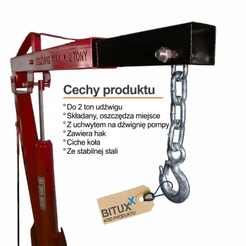 Solidny Żuraw Warsztatowy 2000kg Podnośnik Silnika Hydrauliczny Składany BITUXX