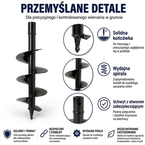 Świder do gleby/wiertło glebowe 100x400/nasadka do wiertnicy BITUXX