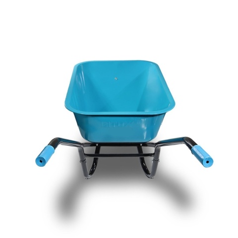 Taczka ogrodowa niebieska z żółtym kołem PU do 250kg 100l