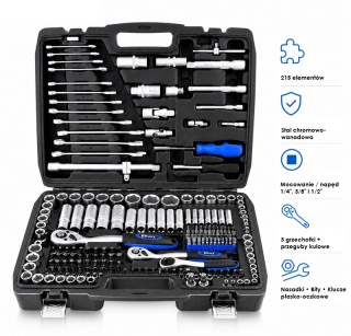 WALIZKA Z NARZĘDZIAMI 215 EL. TORX BITY GRZECHOTKI