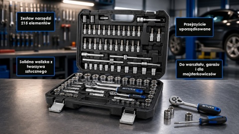 WALIZKA Z NARZĘDZIAMI 215 EL. TORX BITY GRZECHOTKI