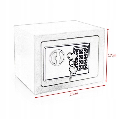 Sejf elektroniczny mini jasnoszary kluczyk szyfr