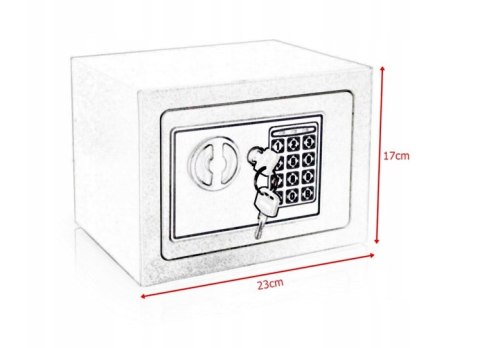Sejf elektroniczny mini jasnoszary kluczyk szyfr