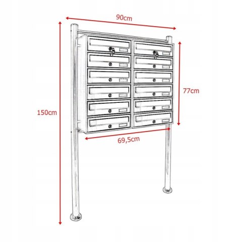Skrzynka pocztowa lokatorska stalowa 2x6 wrzutów