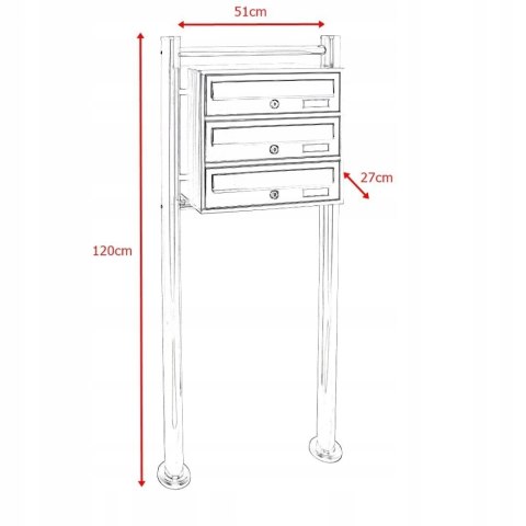 Skrzynka pocztowa lokatorska stalowa 3 wrzuty