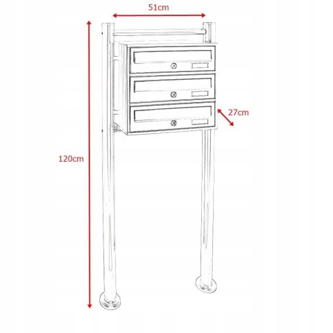 Skrzynka pocztowa lokatorska stalowa 3 wrzuty