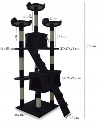 DRAPAK DLA KOTA CZARNY 170CM DRZEWKO Z LEGOWISKAMI