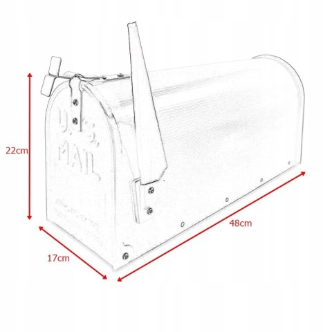 Skrzynka Amerykańska pocztowa na listy gazety czarna + słupek