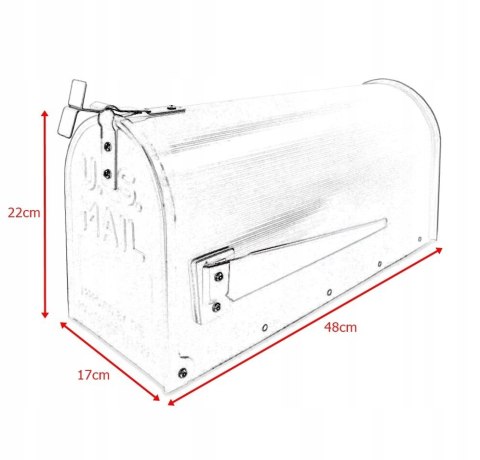 Skrzynka Amerykańska pocztowa na listy gazety srebrna + słupek