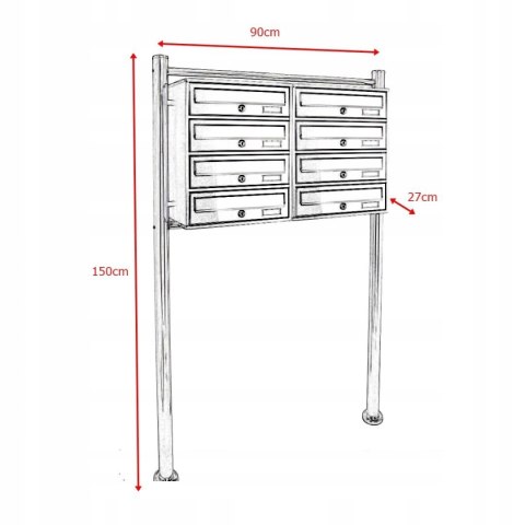 Skrzynka pocztowa lokatorska stalowa 2x4 wrzuty