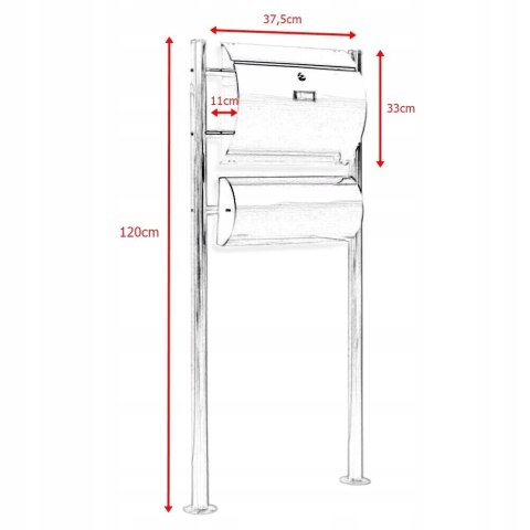 SKRZYNKA POCZTOWA NA LISTY ZE STOJAKAMI STAL INOX
