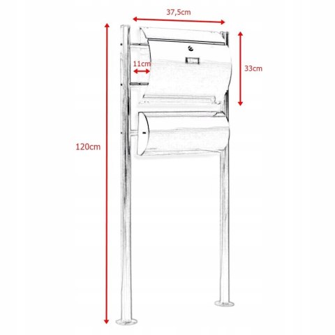 SKRZYNKA POCZTOWA NA LISTY ZE STOJAKAMI STAL INOX